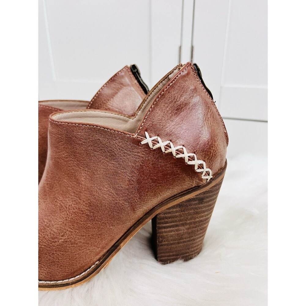 Lot of 2 ARider Girl Brown & Green Oiled Vegan Leather Wooden Ankle Boots Sz 7.5 - Picture 5 of 15